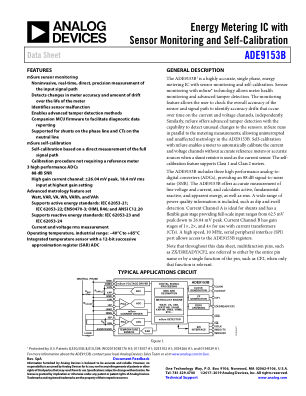 ADE9153B datasheet cover page