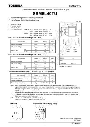 SSM6L40TU datasheet cover page
