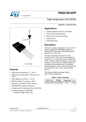 TN2015H-6FP 数据手册首页