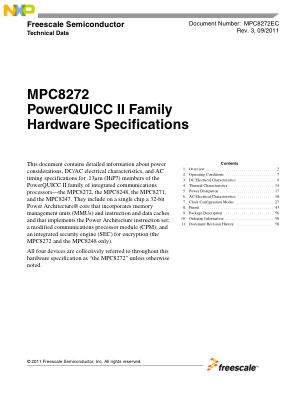 MPC8272EC 数据手册首页