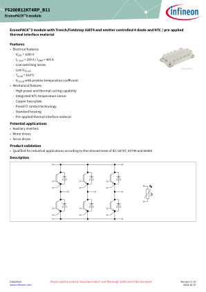 FS200R12KT4RP-B11 datasheet cover page