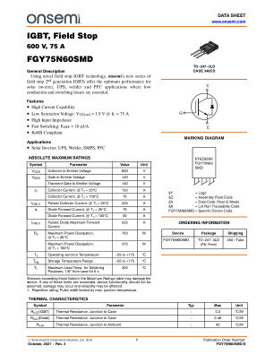 FGY75N60SMD 数据手册首页