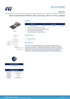 SCT027TO65G3 datasheet cover page