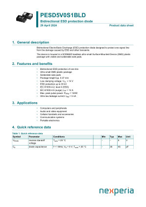 PESD5V0S1BLD datasheet cover page