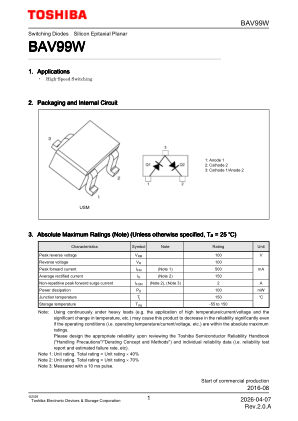 BAV99W datasheet cover page