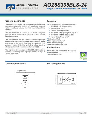 AOZ8S305BLS-24 datasheet cover page