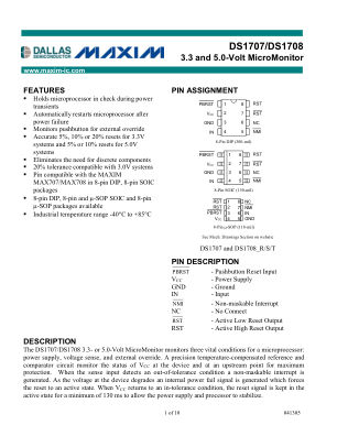 DS1707-DS1708 datasheet cover page