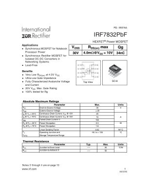IRF7832 数据手册首页