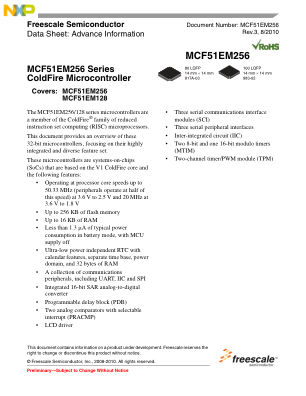 MCF51EM256 数据手册首页
