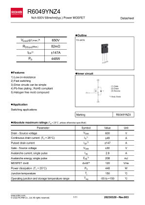 R6049YNZ4 数据手册首页