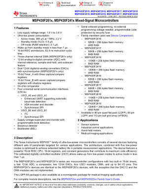 MSP430F2619 datasheet cover page