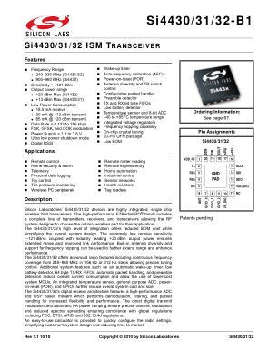 SI4432-B1-FMR datasheet cover page