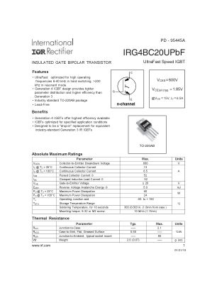 IRG4BC20U datasheet cover page