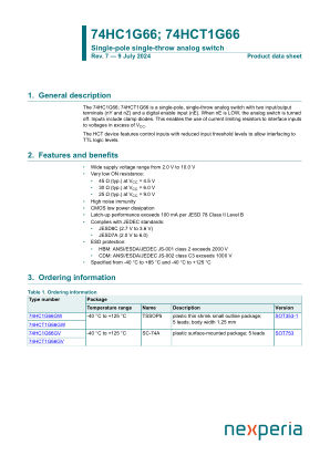 74HC1G66GW datasheet cover page