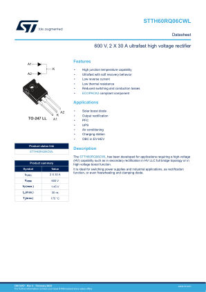 STTH60RQ06CWL 数据手册首页