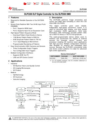 DLPC200 datasheet cover page