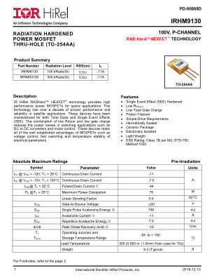 IRHM93130SCS datasheet cover page