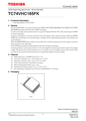 TC74VHC165FK datasheet cover page