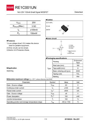RE1C001UN datasheet cover page