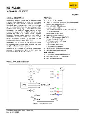 IS31FL3238-QFLS4-TR datasheet cover page