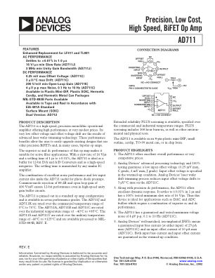 AD711 数据手册首页