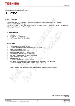 TLP351 datasheet cover page