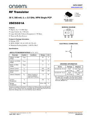 2SC5551A datasheet cover page