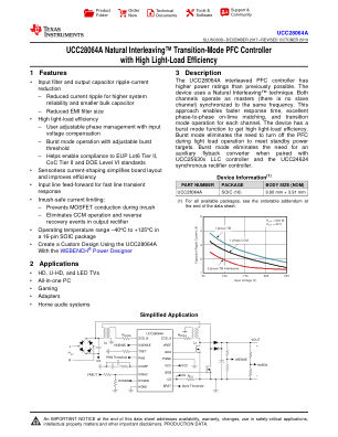 UCC28064A datasheet cover page