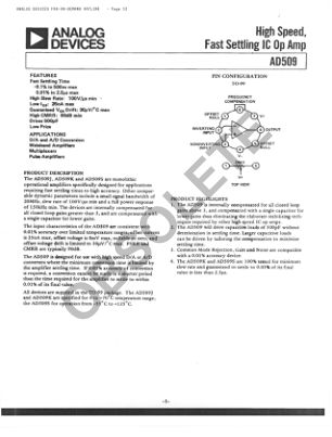 AD509 数据手册首页