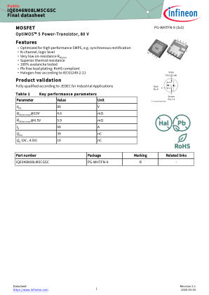 IQE046N08LM5CGSC 数据手册首页