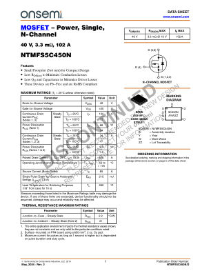 NTMFS5C450N 数据手册首页