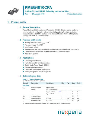 PMEG4010CPA 数据手册首页