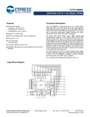 CY7C1399BN-12VXIT datasheet cover page