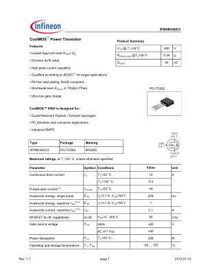IPI90R340C3 数据手册首页