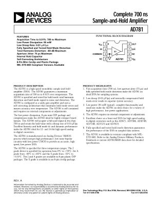 AD781 datasheet cover page