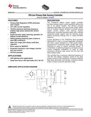 TPS92315 datasheet cover page