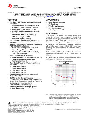 TAS5611A datasheet cover page