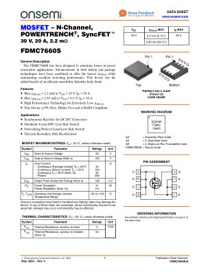 FDMC7660S datasheet cover page