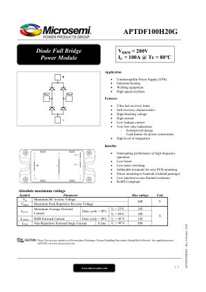 APTDF100H20G 数据手册首页