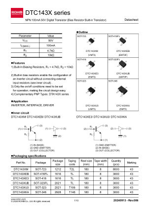 DTC143XE3 数据手册首页