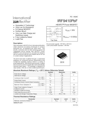 IRF9410 datasheet cover page