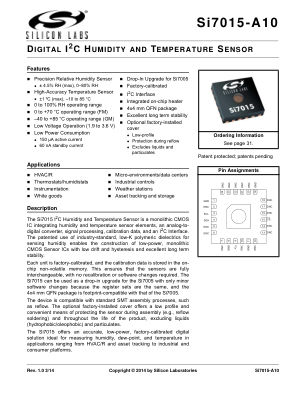 SI7015-A10-FM datasheet cover page