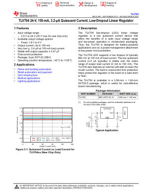 TLV704 datasheet cover page