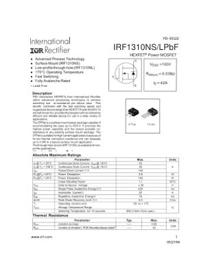 IRF1310NS 数据手册首页