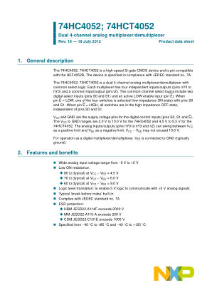 74HCT4052PW datasheet cover page