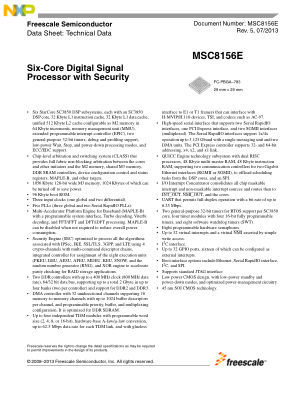 MSC8156E 数据手册首页