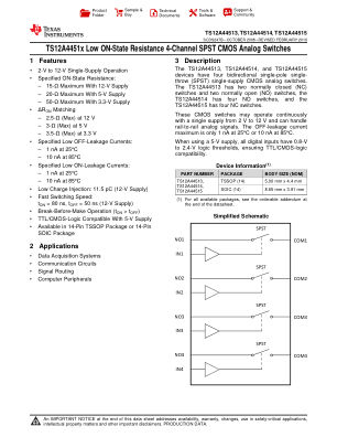 TS12A44515 datasheet cover page
