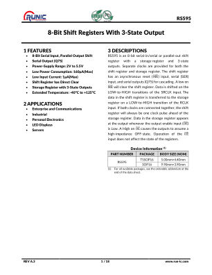 RS595 datasheet cover page