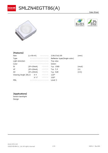 SMLZN4EGTT86 datasheet cover page