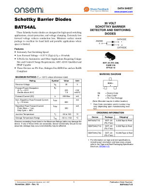 BAT54ALT1 数据手册首页